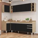 Ver imagem 2 de Armário de Cozinha Modulado de Canto Direito 5 Peças Cp44 Balcão com Tampo Castanho/preto - Lumil Lu