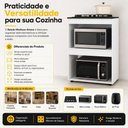 Ver imagem 3 de Armário Multiuso Ariana para Micro-Ondas e Cooktop Cozinha Pequena Branco - Abmaza