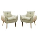 Ver imagem 1 de Kit 2 Poltrona Decorativa Sala de Estar Escritório Quarto Bege Prime