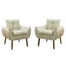 Kit 2 Poltrona Decorativa Sala de Estar Escritório Quarto Bege Prime - 1