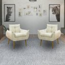 Ver imagem 2 de Kit 2 Poltrona Decorativa Sala de Estar Escritório Quarto Bege Prime