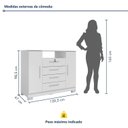 Ver mais imagens de Cômoda para Quarto 2 Portas e 4 Gavetas com Chave 120,5cm com Pés Floripa