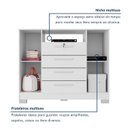 Ver imagem 6 de Cômoda para Quarto 2 Portas e 4 Gavetas com Chave 120,5cm com Pés Floripa Branco