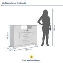 Ver mais imagens de Cômoda para Quarto 2 Portas e 4 Gavetas com Chave 120,5cm com Pés Floripa Branco
