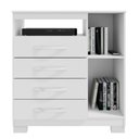 Ver imagem 4 de Cômoda para Quarto Sapateira 1 Porta 4 Gavetas Nicho Itapema Branco