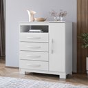 Ver imagem 1 de Cômoda para Quarto Sapateira 1 Porta 4 Gavetas Nicho Itapema Branco