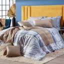 Ver imagem 2 de Kit Edredom Cinza Casal Padrão 03 Peças Dupla Face Percal