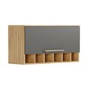 Ver imagem 1 de Armário Aéreo de Cozinha com 1 Porta e Mini Adega 100% Mdf Napoli Prime Rio Doce Amendoa-chumbo