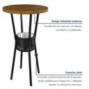 Ver mais imagens de Mesa Bistrô Redonda com Porta Gelo Madeira Maciça e Aço 105x70cm Marrom Preto/Nature