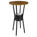 Ver imagem 1 de Mesa Bistrô Redonda com Porta Gelo Madeira Maciça e Aço 105x70cm Marrom Preto/Nature