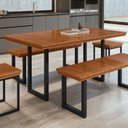 Ver imagem 2 de Mesa de Jantar 4 Lugares Ripado Industrial Madeira Maciça 200x90cm Itália Marrom Preto/Marrom