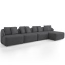 Ver imagem 1 de Sofá 5 Lugares com Chaise Direito Sala Living 334cm Arlo F04 Veludo Grafite Tc-12003 - Lyam Decor