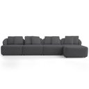 Ver imagem 2 de Sofá 5 Lugares com Chaise Direito Sala Living 328cm Arlo F04 Veludo Grafite - Lyam Decor