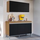 Ver imagem 2 de Armário Andréia e Balcão com Tampo 120cm Manu Preto/amêndoa - Ajl Móveis