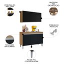 Ver imagem 3 de Armário Andréia e Balcão com Tampo 120cm Manu Preto/amêndoa - Ajl Móveis