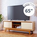 Ver imagem 5 de Rack Bancada para TV até 65 Polegadas 164cm x 58,5cm 2 Portas Pés Retrô Atlas Marrom Off White