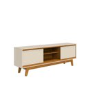 Ver imagem 3 de Rack Bancada para TV até 65 Polegadas 164cm x 58,5cm 2 Portas Pés Retrô Atlas Marrom Off White