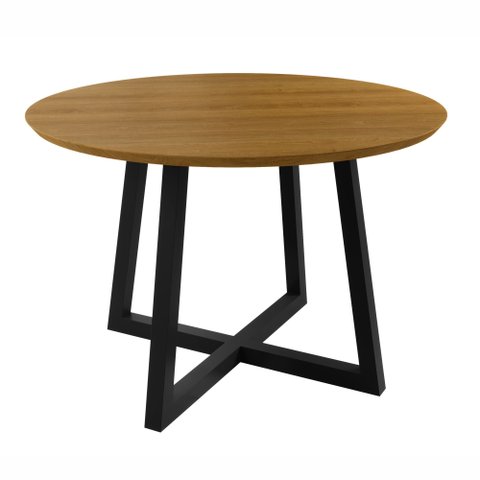 Mesa de Jantar Redonda 4 Lugares MDF 120cm Coliseu Marrom/Preto