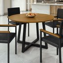 Ver imagem 2 de Mesa de Jantar Redonda 4 Lugares MDF 120cm Coliseu Marrom/Preto