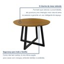 Ver imagem 6 de Mesa de Jantar Redonda 4 Lugares MDF 120cm Coliseu Marrom/Preto