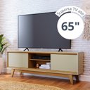Ver imagem 5 de Rack Bancada para TV até 65 Polegadas 164cm x 58,5cm 2 Portas Pés Retrô Atlas Bege Marrom