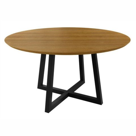 Mesa de Jantar Redonda 6 Lugares Tampo de MDF 150cm Coliseu Marrom Preto/Marrom