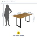 Ver imagem 3 de Mesa de Jantar 6 Lugares MDF 160cm Marrom/Preto
