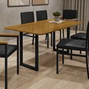 Ver imagem 2 de Mesa de Jantar 6 Lugares MDF 160cm Marrom/Preto