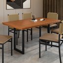 Ver imagem 2 de Mesa de Jantar 6 Lugares Ripado Industrial Madeira Maciça 160x90cm Itália Marrom Preto/Marrom