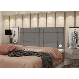 Cabeceira de Cama Box Casal Queen 160cm Estofada Ellegancy Cinza - 2