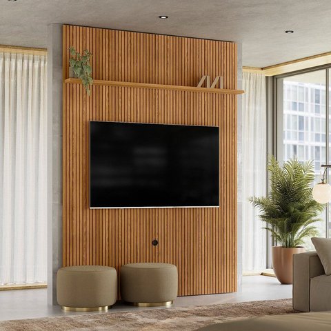 Painel para TV até 75 Polegadas MDF 180CMX244,5cm New Interlagos Marrom