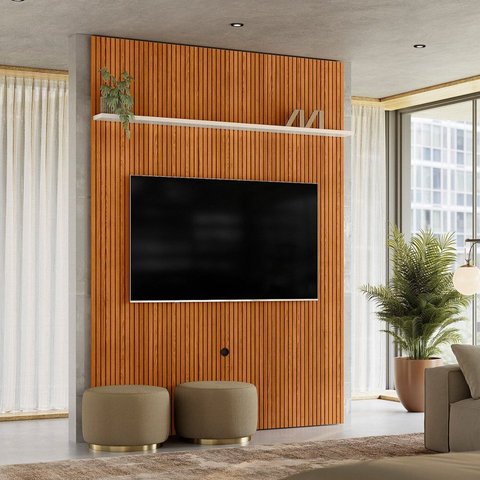 Painel para TV até 75 Polegadas MDF 180CMX244,5cm New Interlagos Marrom