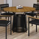 Ver imagem 1 de Mesa de Jantar Redonda 4 Lugares MDF 120cm Roma Marrom/Preto