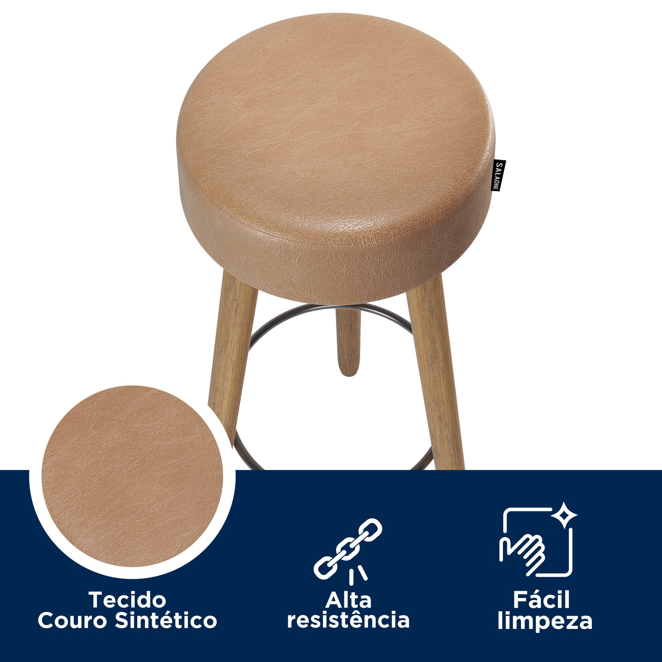 Conjunto Mesa Bistrô e 2 Banquetas Londres Cor Amarula - Salaone Decor - 4