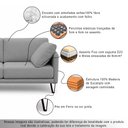 Ver imagem 3 de Sofá Sala de Estar Atena Fixo Pés de Ferro 194cm 3 Lugares Bouclê Cinza M1 - Monari Design