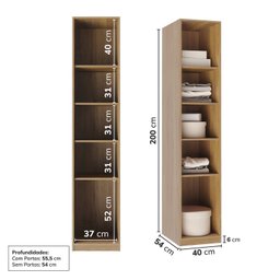 Guarda-roupa Modular 40cm 1 Porta com Prateleiras Jade Cabecasa Madeiramadeira - 4