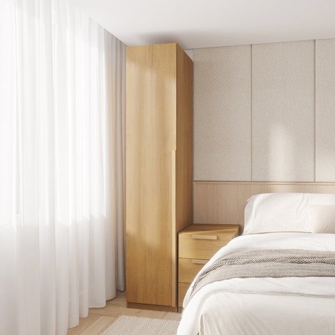 Guarda-roupa Modular 40cm 1 Porta com Prateleiras Jade CabeCasa MadeiraOriginals