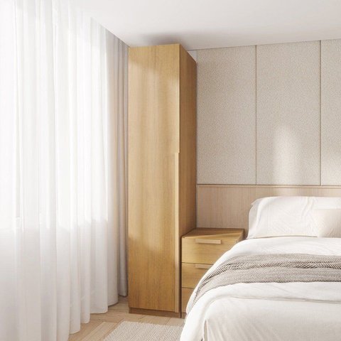 Guarda-Roupa Modular 40cm 1 Porta com Prateleiras Jade CabeCasa MadeiraOriginals Amarelo/Avelã