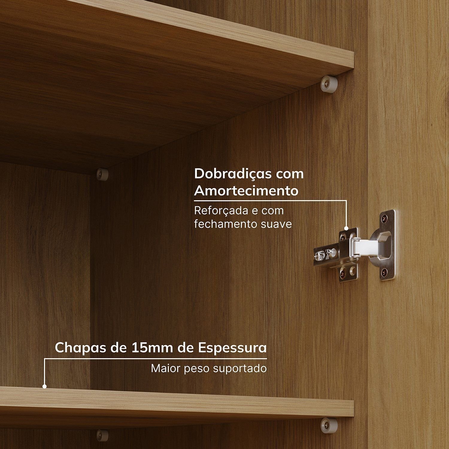 Guarda-roupa Modular 40cm 1 Porta com Prateleiras Jade Cabecasa Madeiramadeira - 6
