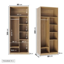 Guarda-roupa Modular 80cm sem Portas com Prateleiras Jade Cabecasa Madeiramadeira - 4