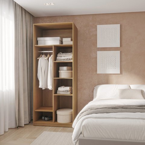 Guarda-roupa Modular 80cm sem Portas com Prateleiras Jade CabeCasa MadeiraOriginals