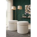 Ver imagem 1 de Kit Puff Cinta Superior Dourada Tecido de Boucle / Palha