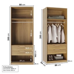 Guarda-roupa Modular 80cm sem Portas com Gaveteiro Jade Cabecasa Madeiramadeira - 5