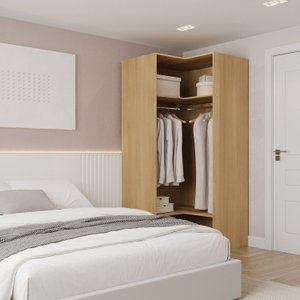 Guarda-roupa de Canto Reto Modular 95cm sem Portas com Cabideiros Jade Cabecasa Madeiramadeira