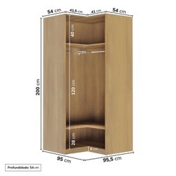 Guarda-roupa de Canto Reto Modular 95cm sem Portas com Cabideiros Jade CabeCasa MadeiraMadeira - 3