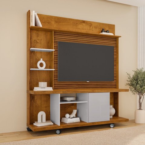 Estante para TV e Home Theater até 47 Polegadas 160CMX175CM 1 Porta Basculante Taurus Marrom