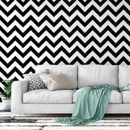 Papel de Parede Decorativo Chevron Clássico Preto e Branco 1,5m - 2