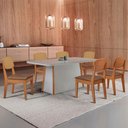 Ver imagem 1 de Mesa de Jantar Diane 180cm Tampo Mdf Vidro com 6 Cadeiras Copper Premium Moderna Mobília