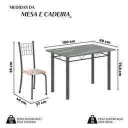 Conjunto de Mesa Tubular 100x60cm Tampo em Topázio com 4 Cadeiras Dany - 3