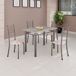 Conjunto de Mesa Tubular 100x60cm Tampo em Topázio com 4 Cadeiras Dany - 1